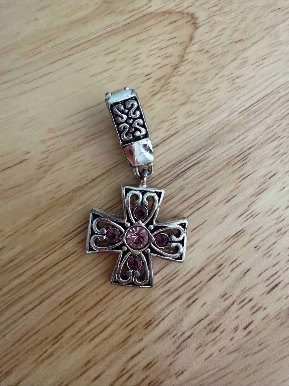 Premier Silver Cross Pendant with Pink Crystals, pendant only